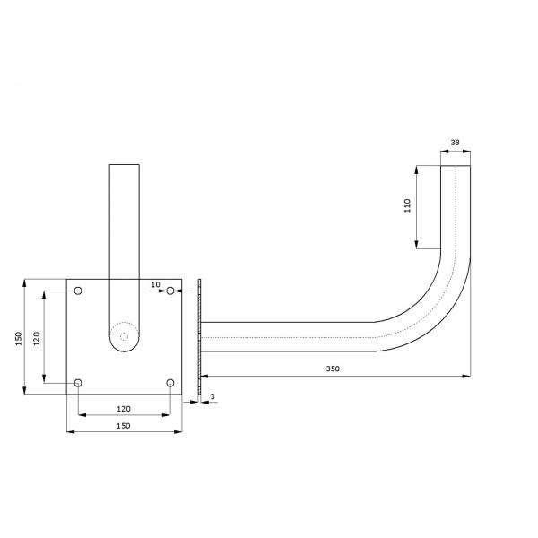 Metal Wandhalterung Ø38mm L350