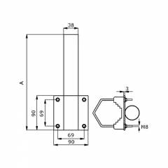 Metal Rohrhalterung Ø38mm L600 senkrecht