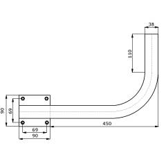Metal Rohrhalterung Ø38mm L450 links unten