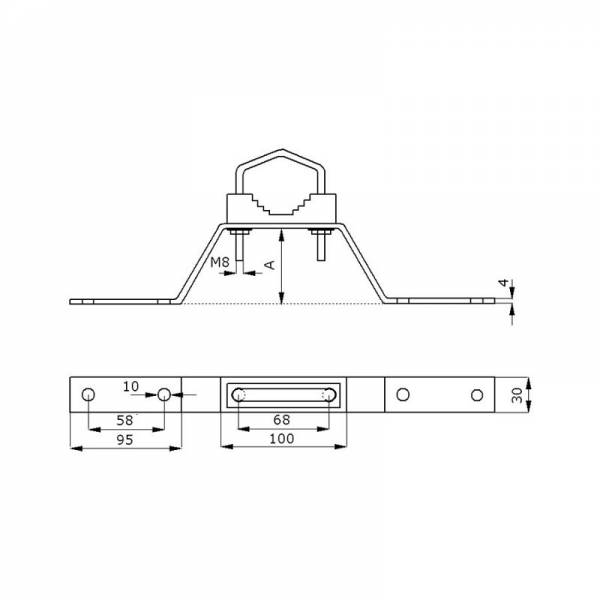 Metallhalterung für Mast 7 cm Packung mit 2