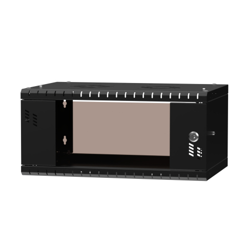 Serverschrank 19" 4U, 350mm, Glastür, schwarz