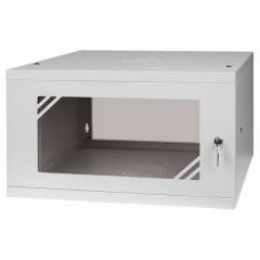 Serverschrank 19" 6U, 450mm, Glastür, grau