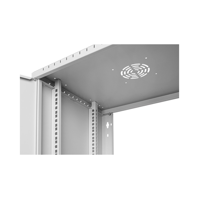 Serverschrank 19" 9U, 450mm, Glastür, grau