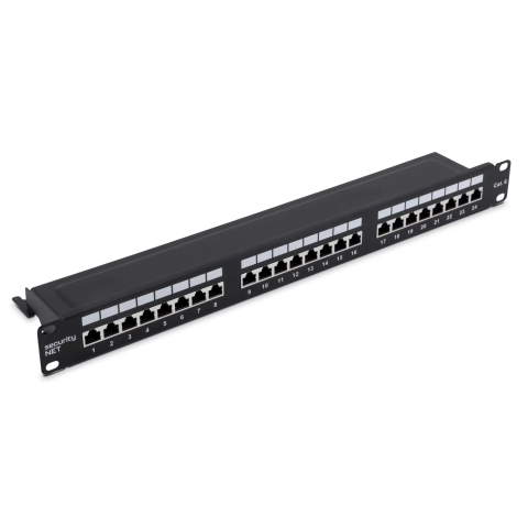 Patchpanel Cat6 UTP 24-Port RJ-45 19" 1U mit Regal