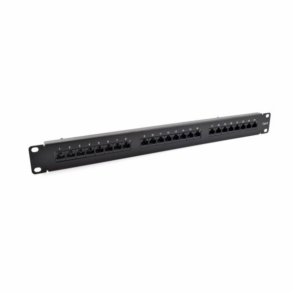 Patchpanel Cat6 UTP 24-Port RJ-45 19" 1U mit Regal