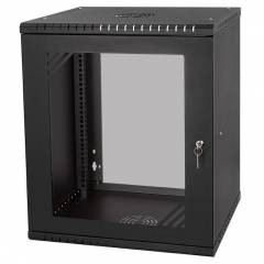 Serverschrank 19" 12U, 600mm, Glastür, schwarz