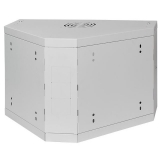 Eck-Serverschrank 19" 6U, 330mm, Glastür, grau