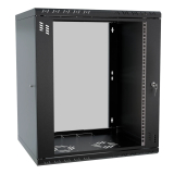 Serverschrank 19" 12U, 450mm, Glastür, schwarz