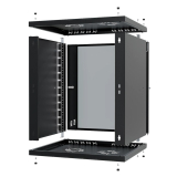 Serverschrank 19" 12U, 450mm, Glastür, schwarz