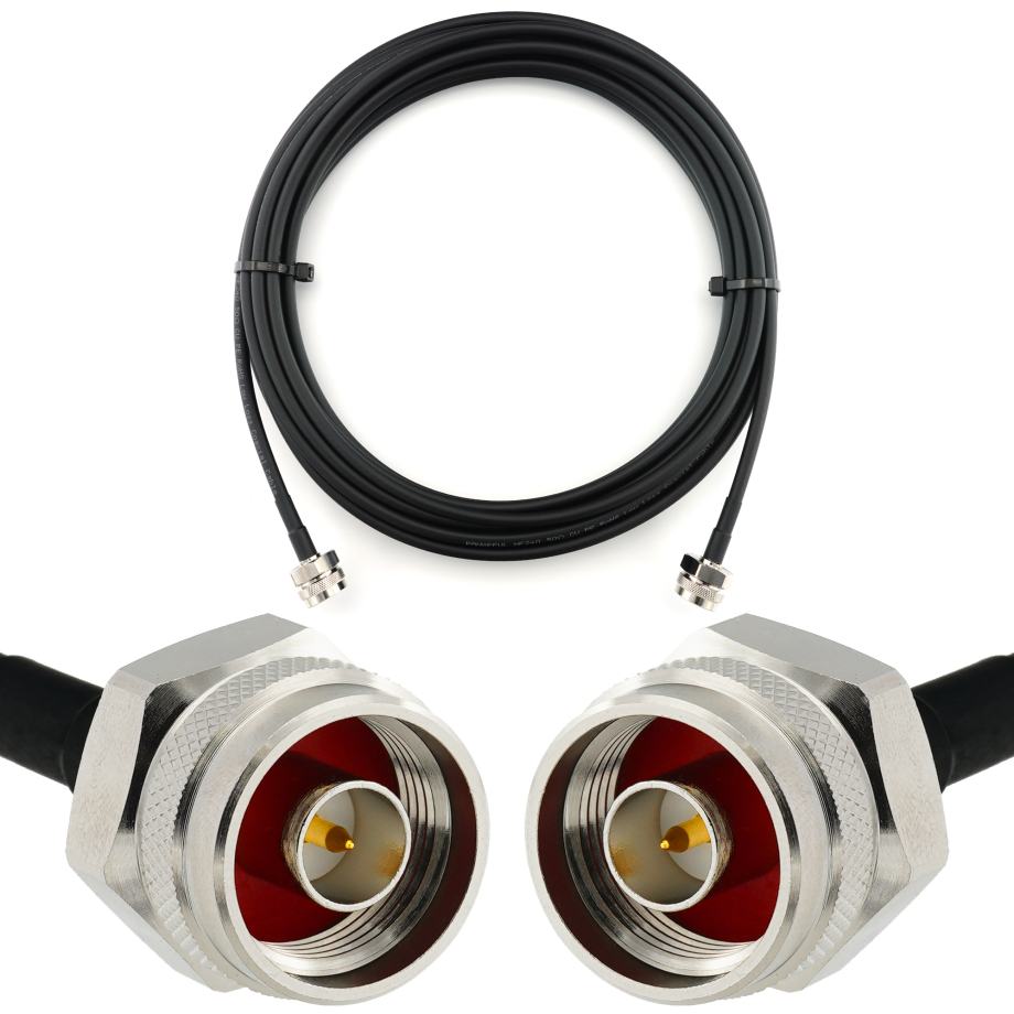 N Stecker auf N Stecker Hex 12m Koaxialkabel — HF240 (entspricht LMR240)