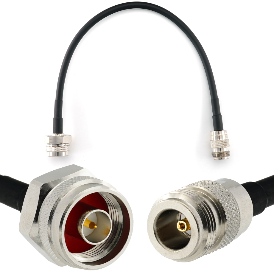 N Stecker Hex auf N Buchse 30cm Koaxialkabel — HF240 (entspricht LMR240)