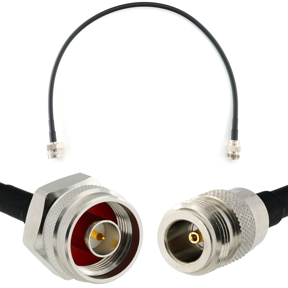 N Stecker Hex auf N Buchse 50cm Koaxialkabel — HF240 (entspricht LMR240)