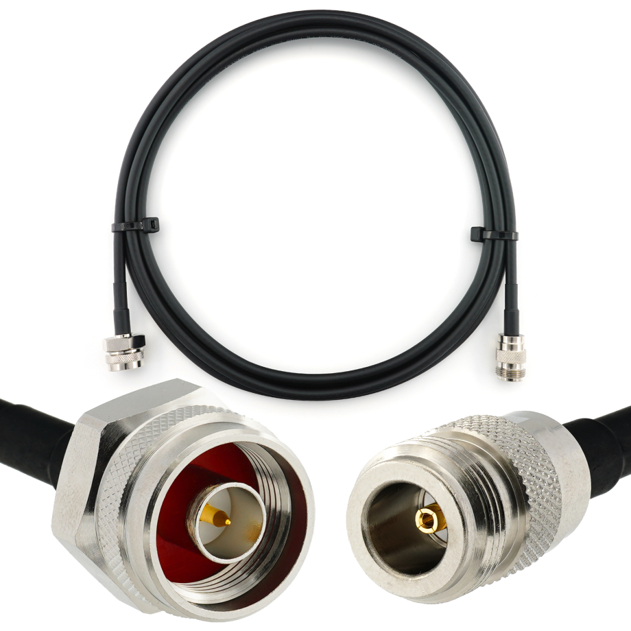 N Stecker Hex auf N Buchse 1m Koaxialkabel — HF240 (entspricht LMR240)