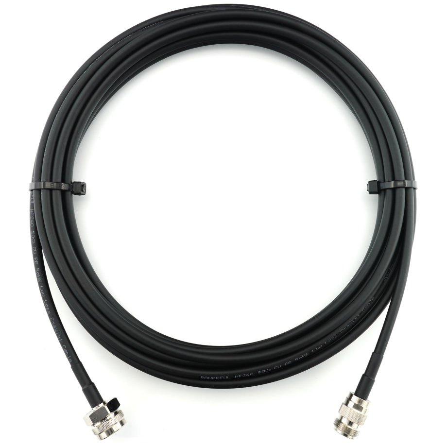 N Stecker Hex auf N Buchse 12m Koaxialkabel — HF240 (entspricht LMR240)
