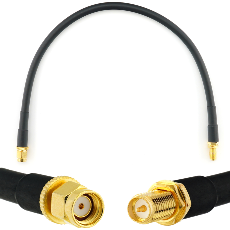 RP-SMA Stecker auf RP-SMA Buchse 30cm Koaxialkabel — HF240 (entspricht LMR240)