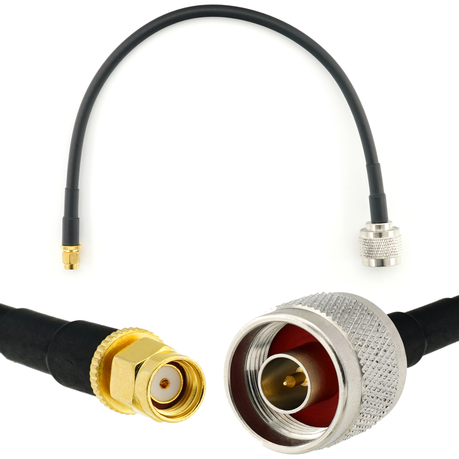 RP-SMA Stecker auf N Stecker 30cm Koaxialkabel — HF240 (entspricht LMR240)