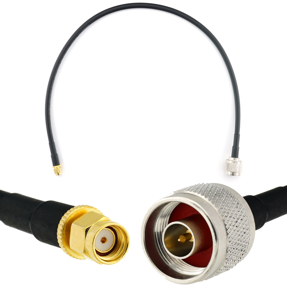 RP-SMA Stecker auf N Stecker 50cm Koaxialkabel — HF240 (entspricht LMR240)