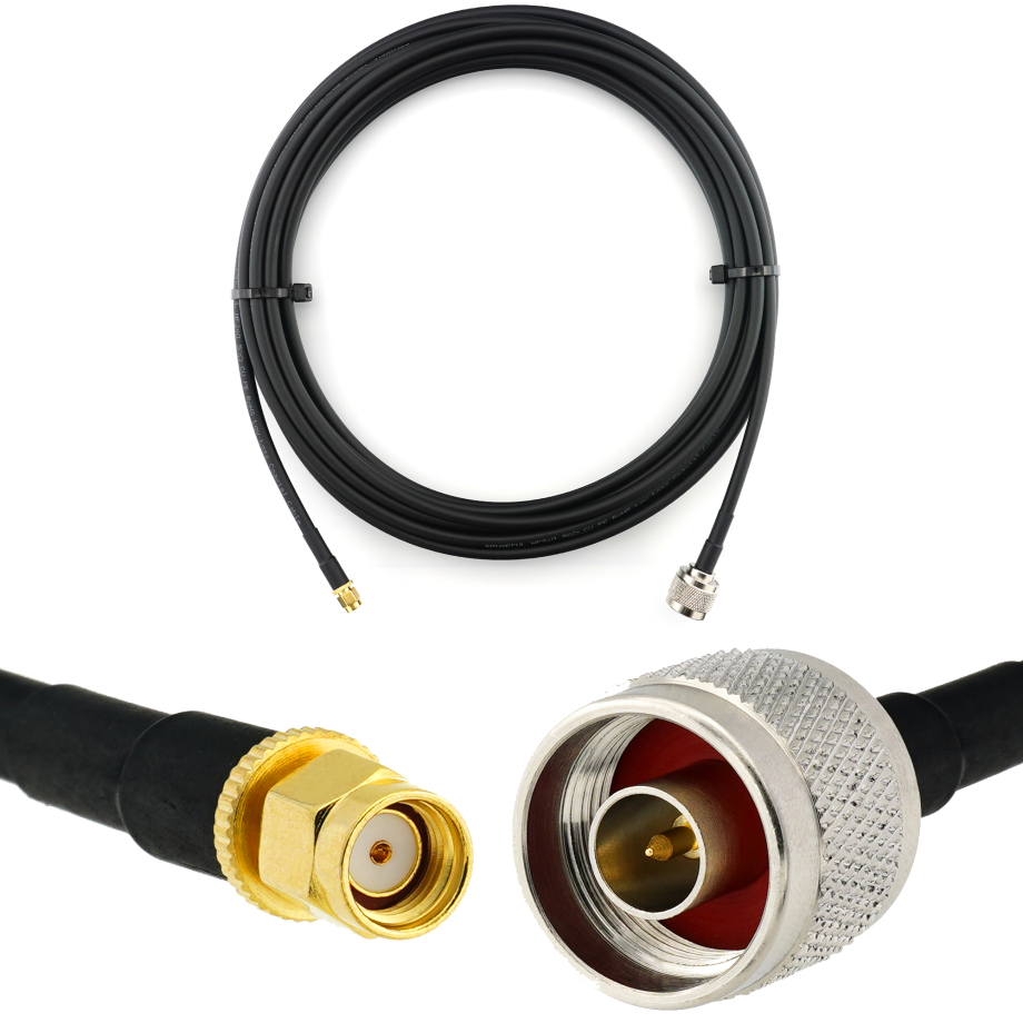 RP-SMA Stecker auf N Stecker 12m Koaxialkabel — HF240 (entspricht LMR240)