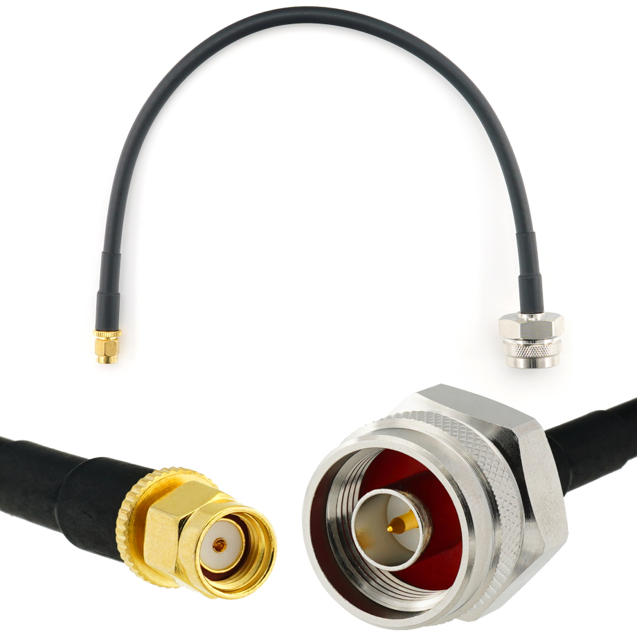RP-SMA Stecker auf N Stecker Hex 30cm Koaxialkabel — HF240 (entspricht LMR240)