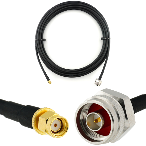 RP-SMA Stecker auf N Stecker Hex 10m Koaxialkabel — HF240 (entspricht LMR240)