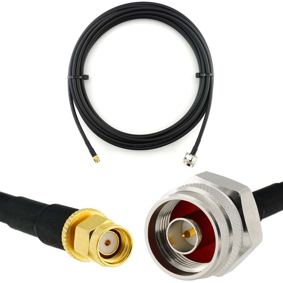 RP-SMA Stecker auf N Stecker Hex 15m Koaxialkabel — HF240 (entspricht LMR240)