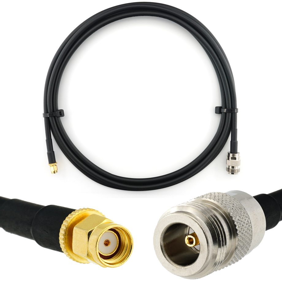 RP-SMA Stecker auf N Buchse 1m Koaxialkabel — HF240 (entspricht LMR240)