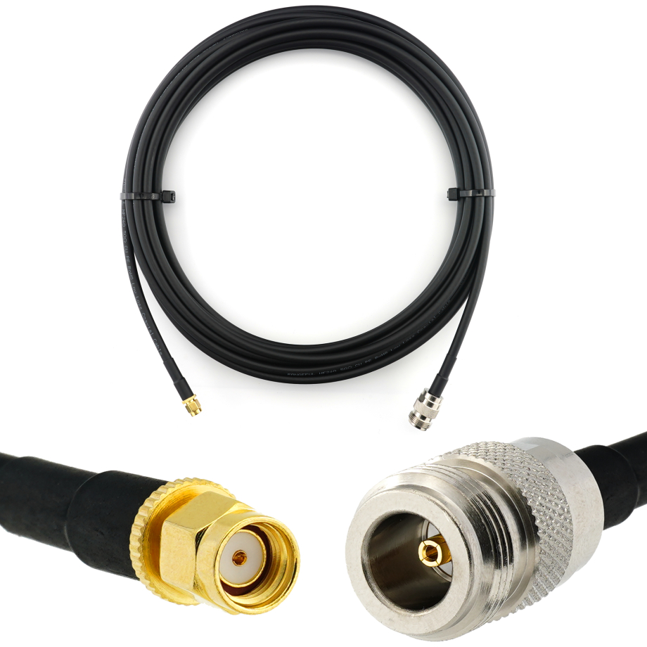 RP-SMA Stecker auf N Buchse 12m Koaxialkabel — HF240 (entspricht LMR240)