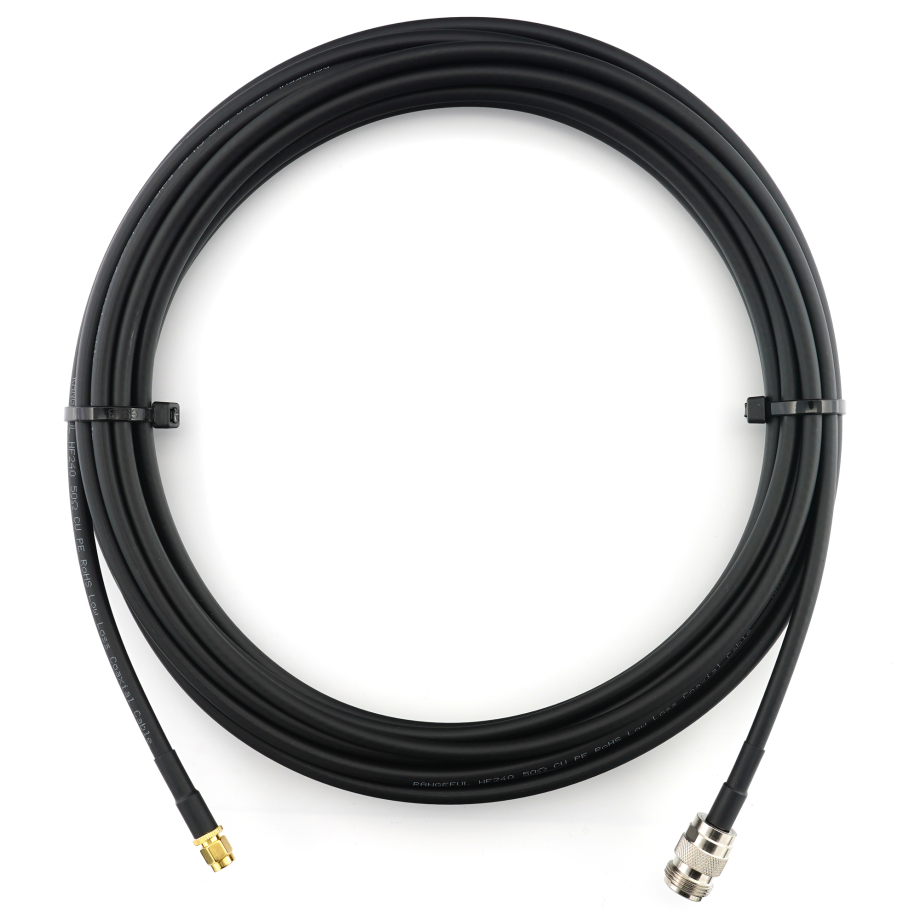 RP-SMA Stecker auf N Buchse 12m Koaxialkabel — HF240 (entspricht LMR240)
