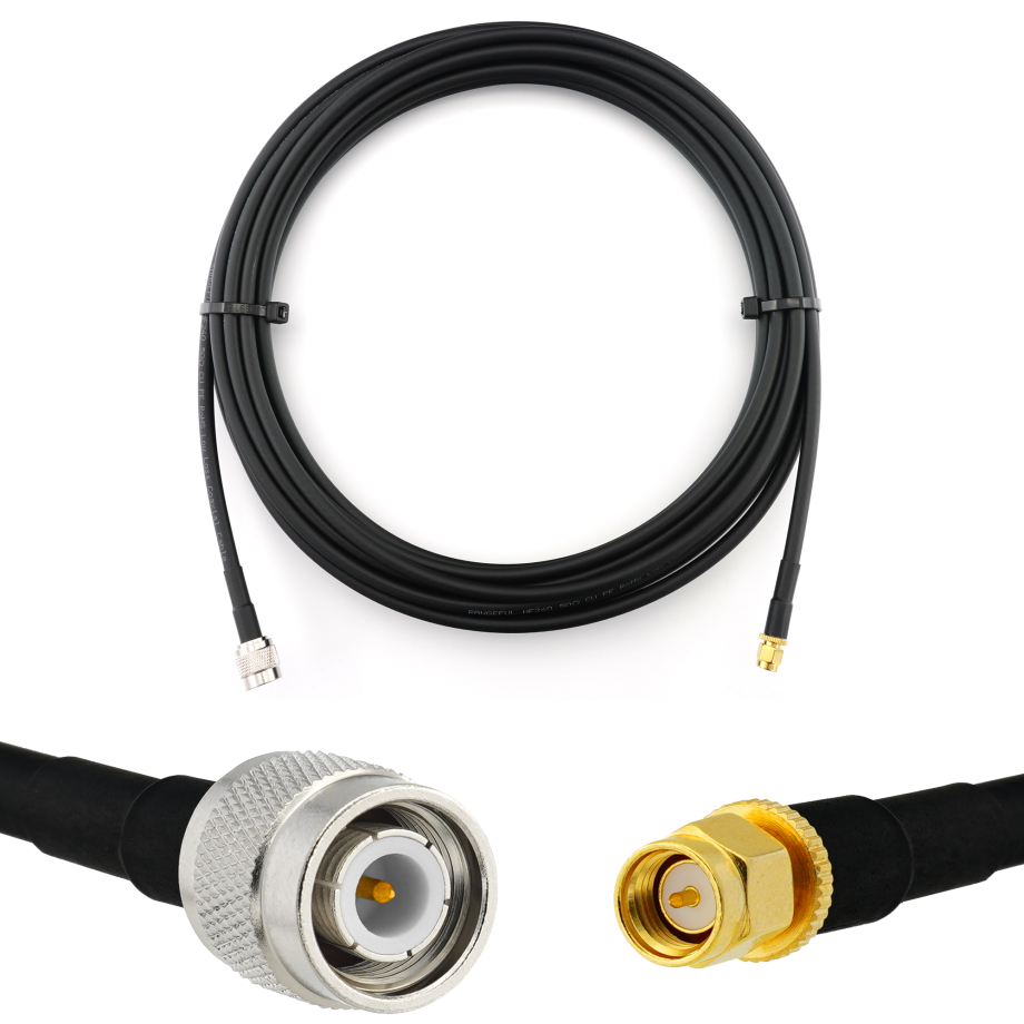 TNC Stecker auf SMA Stecker 10m Koaxialkabel — HF240 (entspricht LMR240)