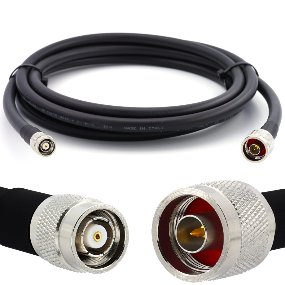 N Stecker auf RP-TNC Stecker 15m Koaxialkabel — elastisch HF-400-UF (entspricht LMR400 UF UltraFlex)