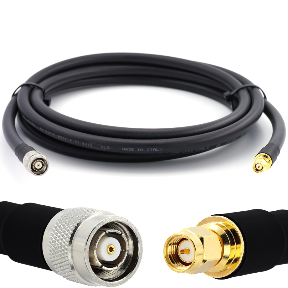  SMA Stecker auf RP-TNC Stecker 12m Koaxialkabel — elastisch HF-400-UF (entspricht LMR400 UF UltraFlex)