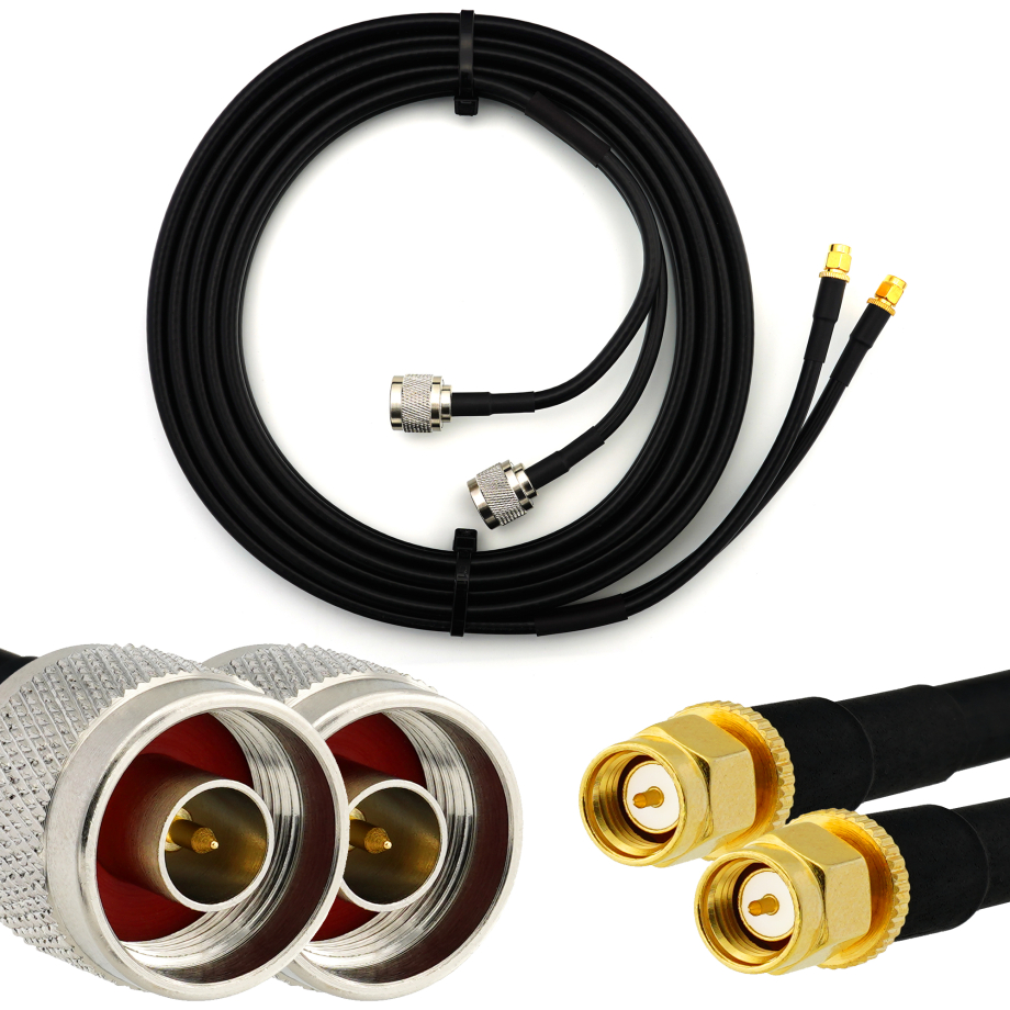 SMA Stecker auf N Stecker 15m Doppel-Koaxialkabel - HF240 (entspricht LMR240)