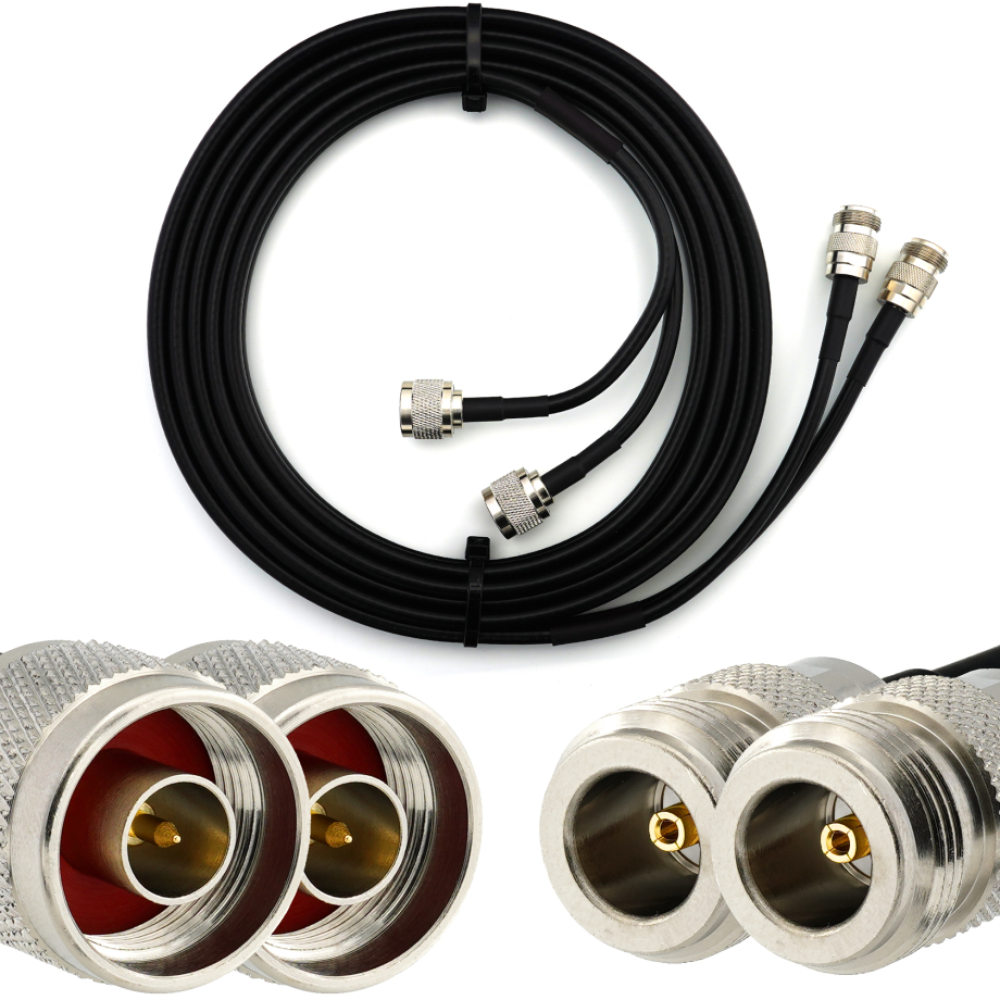 N Stecker auf N Buchse 12m Doppel-Koaxialkabel - HF240 (entspricht LMR240)