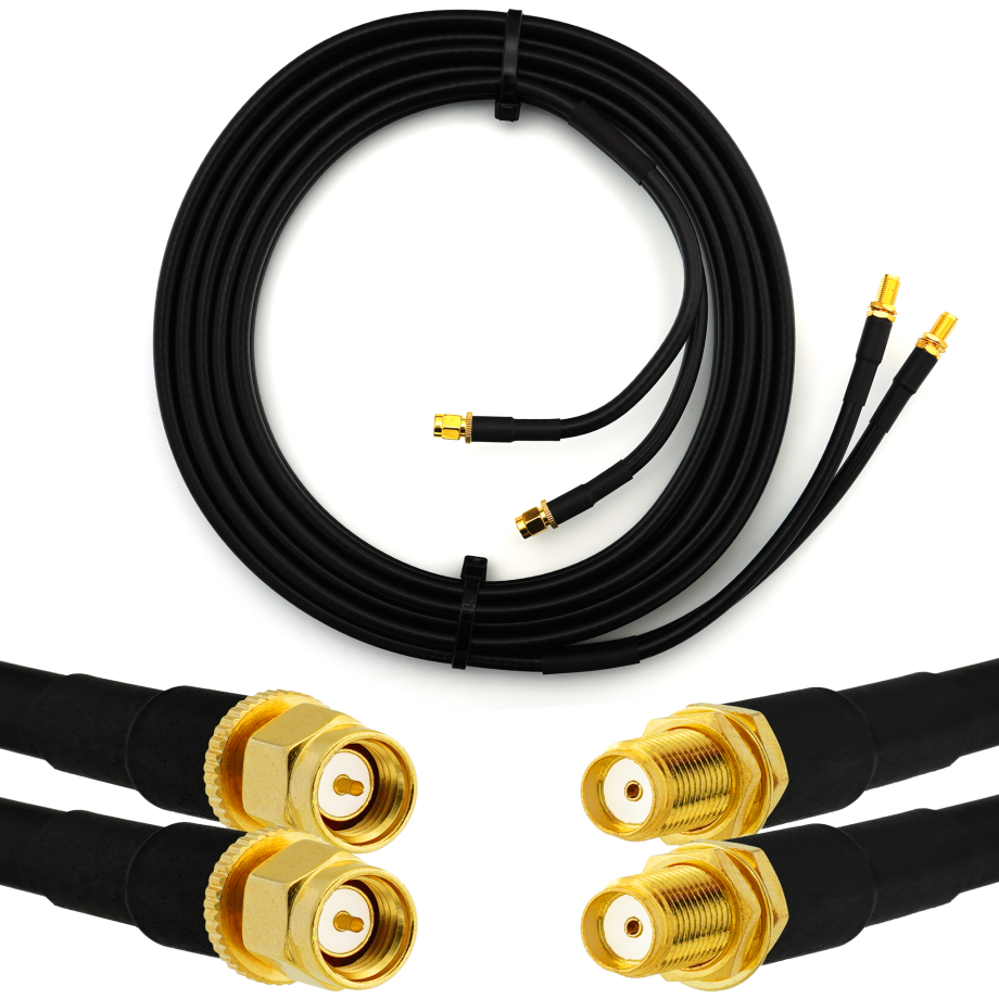 SMA Stecker auf SMA Buchse 15m Doppel-Koaxialkabel - HF240 (entspricht LMR240)