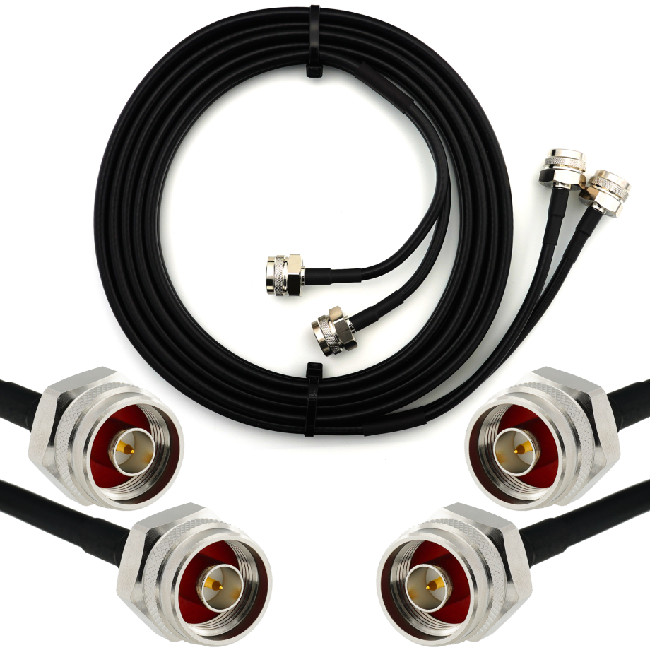 N Stecker Hex auf N Stecker Hex 15m Doppel-Koaxialkabel - HF240 (entspricht LMR240)