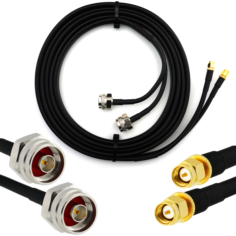 SMA Stecker Hex auf N Stecker Hex 15m Doppel-Koaxialkabel - HF240 (entspricht LMR240)