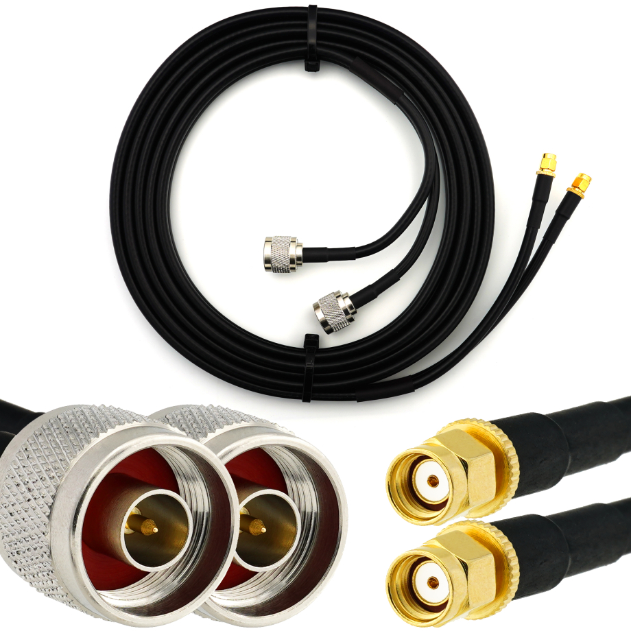 RP-SMA Stecker auf N Stecker 1m Doppel-Koaxialkabel - HF240 (entspricht LMR240)