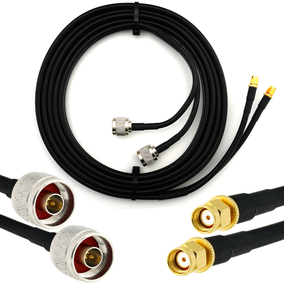 RP-SMA Stecker auf N Stecker 1m Doppel-Koaxialkabel - HF240 (entspricht LMR240)