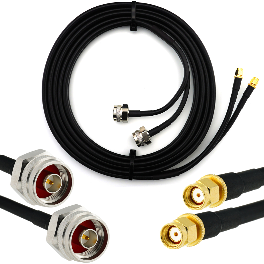RP-SMA Stecker auf N Stecker Hex 2m Doppel-Koaxialkabel - HF240 (entspricht LMR240)
