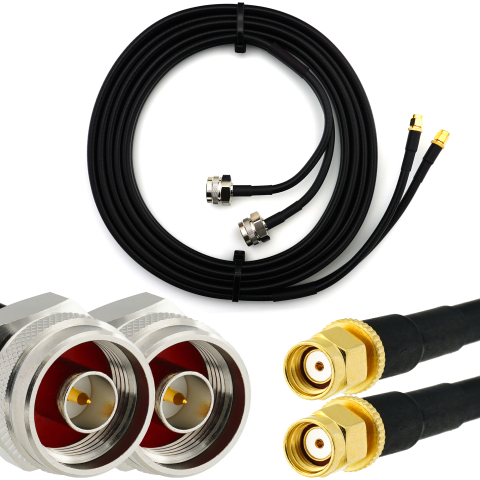 RP-SMA Stecker auf N Stecker Hex 12m Doppel-Koaxialkabel - HF240 (entspricht LMR240)