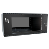 Serverschrank 19" 4U, 450mm, Glastür, schwarz