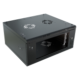 Serverschrank 19" 4U, 450mm, Glastür, schwarz