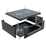 Serverschrank 19" 4U, 450mm, Glastür, schwarz