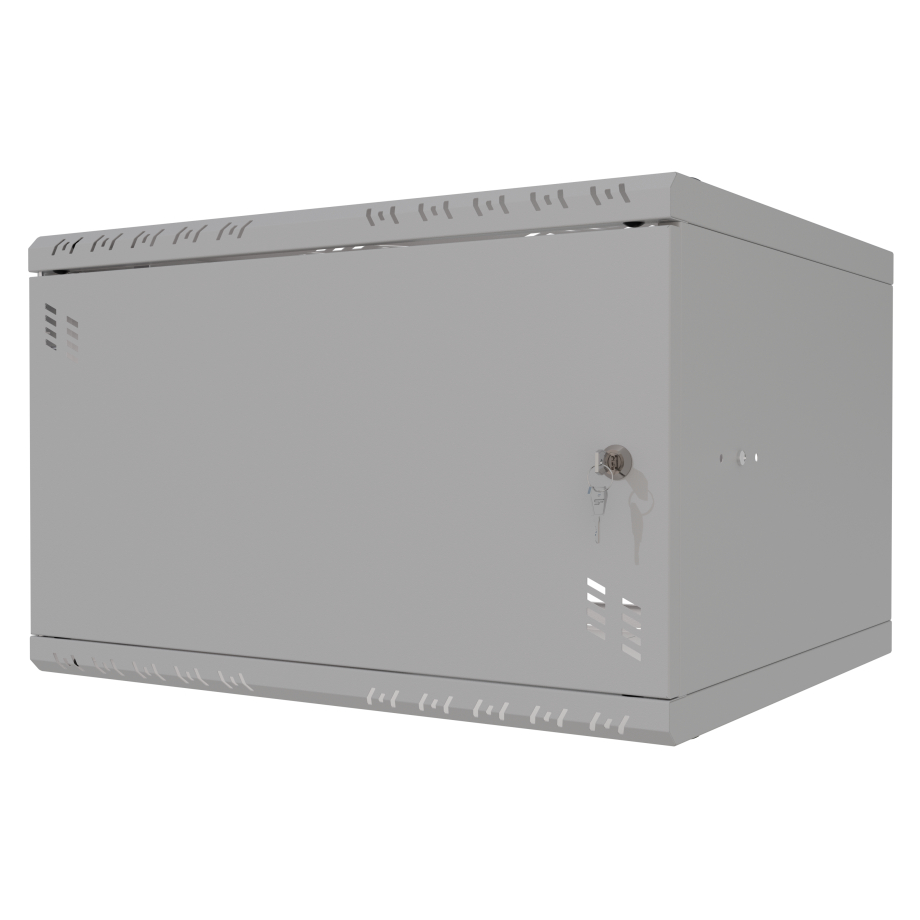 Serverschrank 19" 6U, 450mm, Glastür, grau