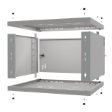 Serverschrank 19" 6U, 450mm, Glastür, grau