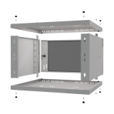 Serverschrank 19" 6U, 450mm, Glastür, grau