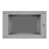 Serverschrank 19" 6U, 450mm, Glastür, grau