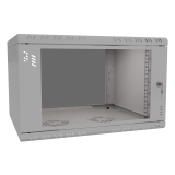 Serverschrank 19" 6U, 450mm, Glastür, grau