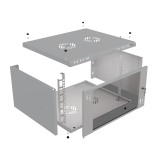 Serverschrank 19" 6U, 450mm, Glastür, grau