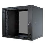 Serverschrank 19" 9U, 450mm, Glastür, schwarz